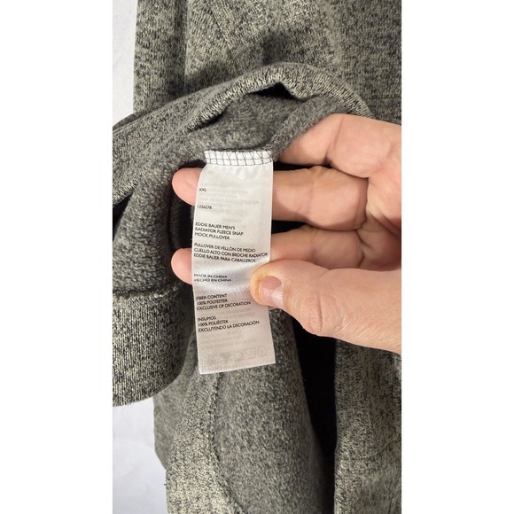 Eddie Bauer Sweater Men Fits XL Dark Gray Radiator Fleece Snap Mock Pullover - Picture 5 of 14